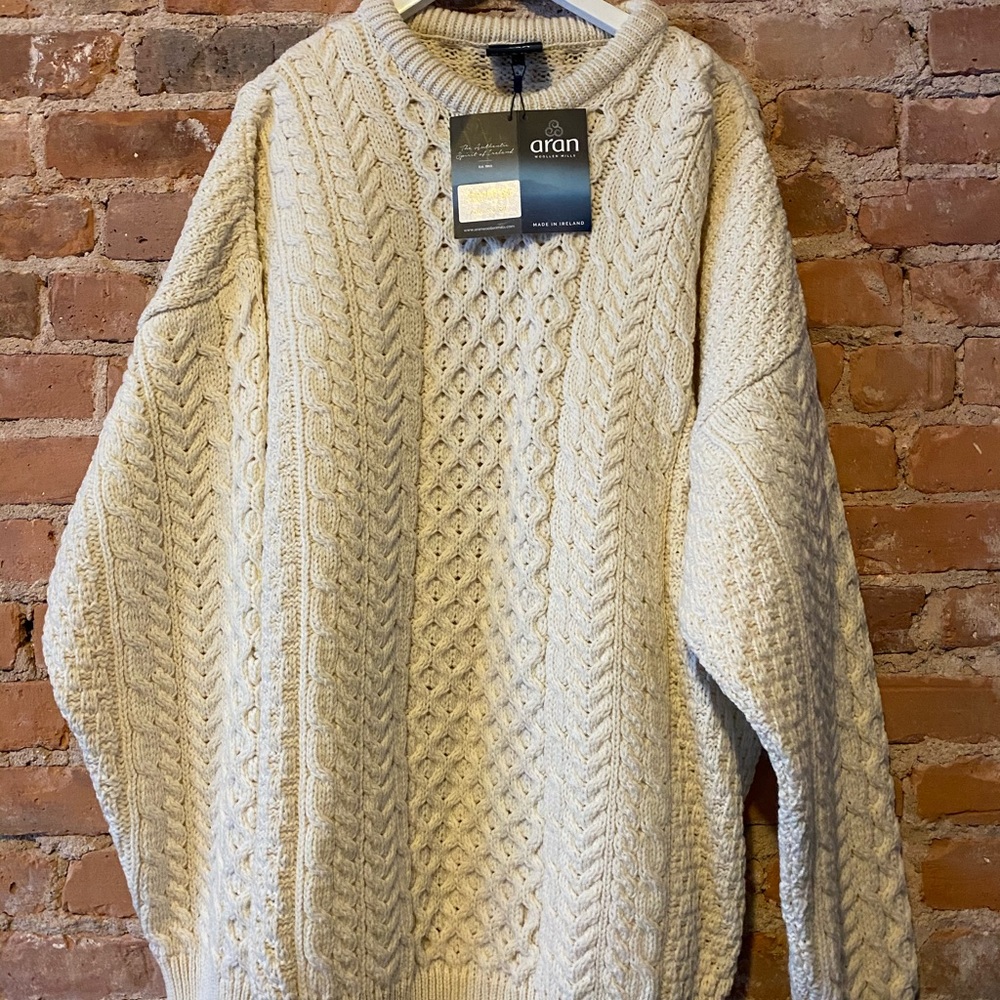 Aran Woollen Mills merino wool white sweater